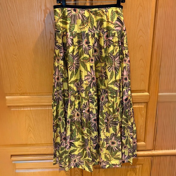 Red Valentino Floral Cotton Ruffled Maxi Skirt Size 44/12 - Picture 1 of 10